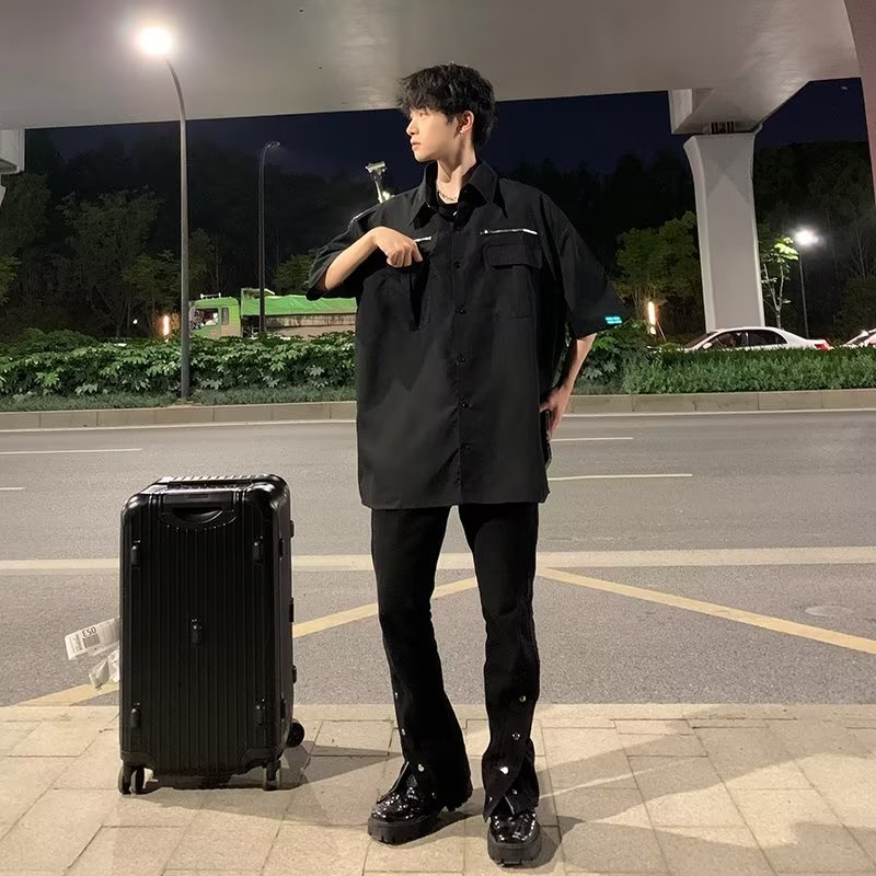 Áo Sơ Mi Ngắn Tay Dáng Rộng Thời Trang Mùa Hè Cá Tính Dành Cho Nam