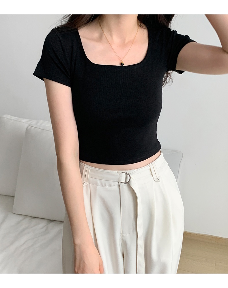 Áo Tay Ngắn Cổ Vuông Mỏng Vừa Vặn Phong Cách Mới 62888