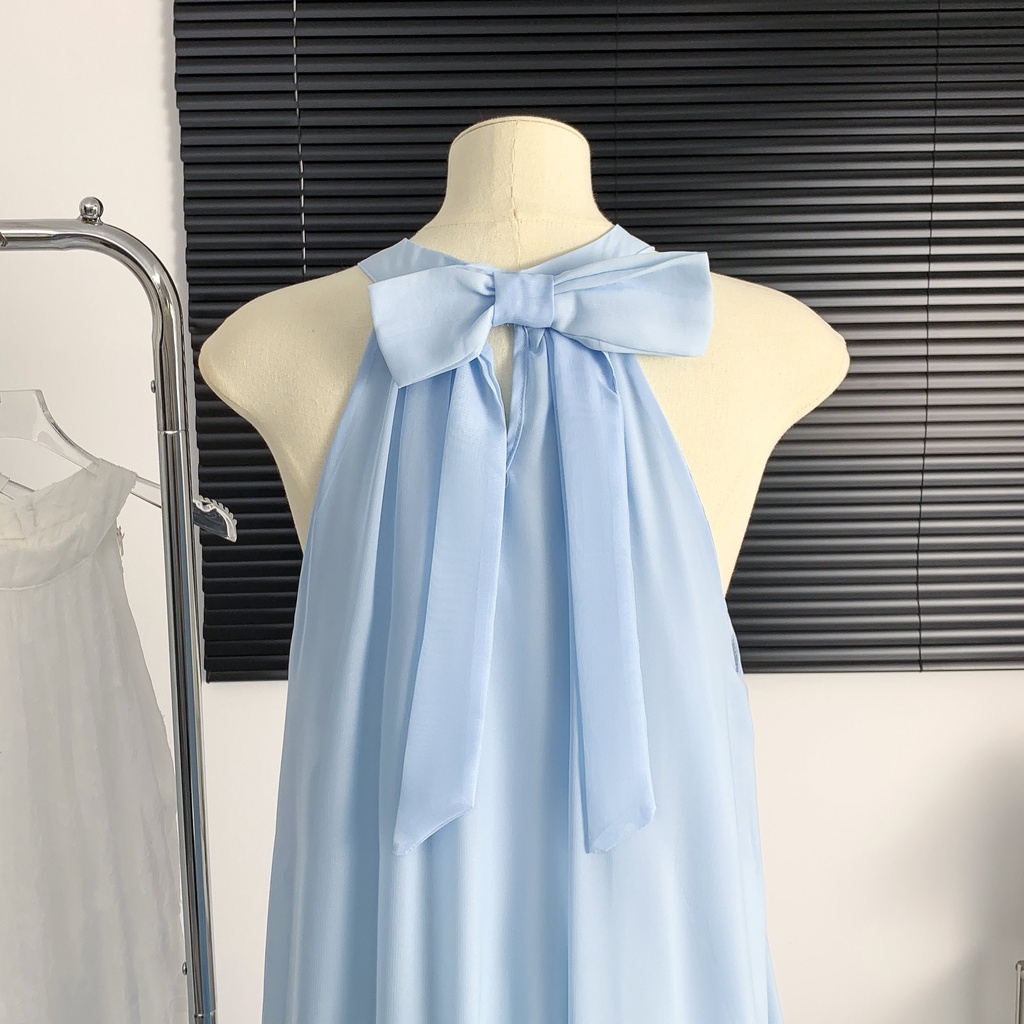 Đầm Hai Dây Thắt Nơ Xinh Xắn Thời Trang Đi Biển Mùa Hè 64432