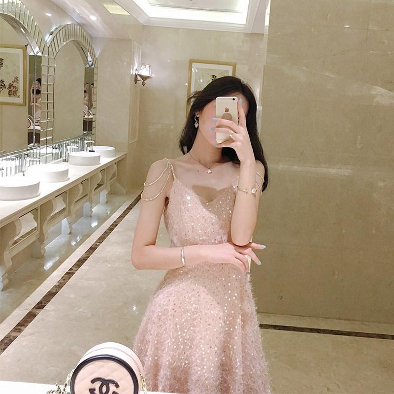 Đầm Ngắn Dáng Ôm Đính Kim Sa Lấp Lánh Thời Trang Mùa Hè Hàng Mới 2023