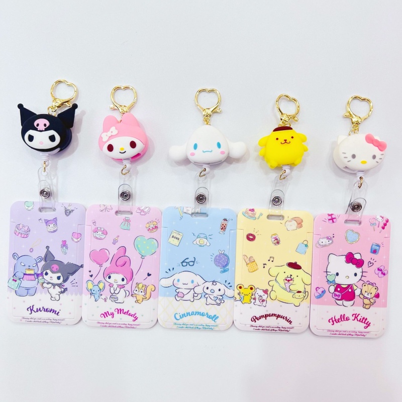 Hộp Đựng Thẻ Cứng Có Dây Xích Kéo Và Nắp Trượt In Hình Sanrio Kuromi Cinnamoroll Melody