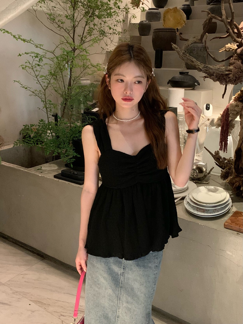 65802 Áo Yếm Cổ Chữ V Màu Tinh Khiết