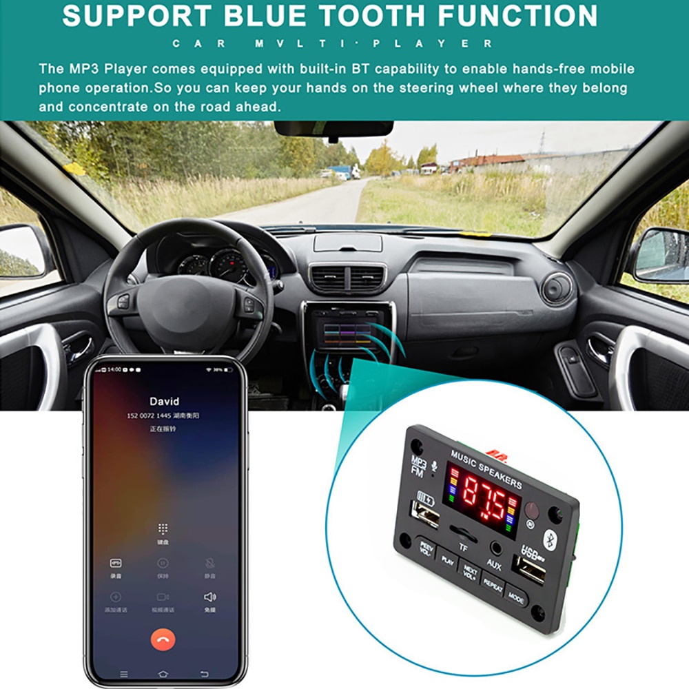 Bảng Mạch Khuếch Đại Âm Thanh MP3 Bluetooth Không Dây DC 5V-20V 2x40W Sạc Xe Hơi