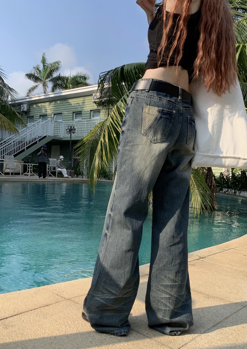 Quần Denim Ống Rộng Phong Cách Retro Mỹ Cá Tính 64729