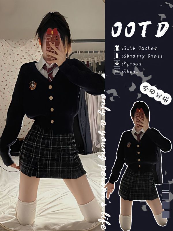 Bộ đồ nữ mùa xuân mới áo len cardigan dệt kim kiểu hot girl áo khoác + áo sơ mi + váy quấn hông Bộ ba món
