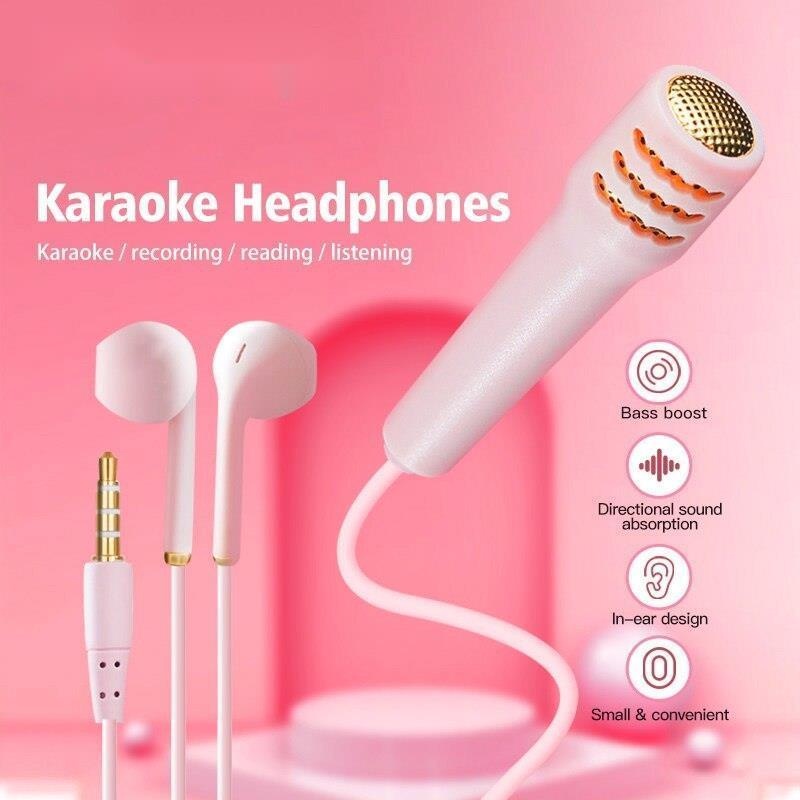Tai Nghe Nhét Tai Mini Có Mic Hát Karaoke HD Cho Điện Thoại