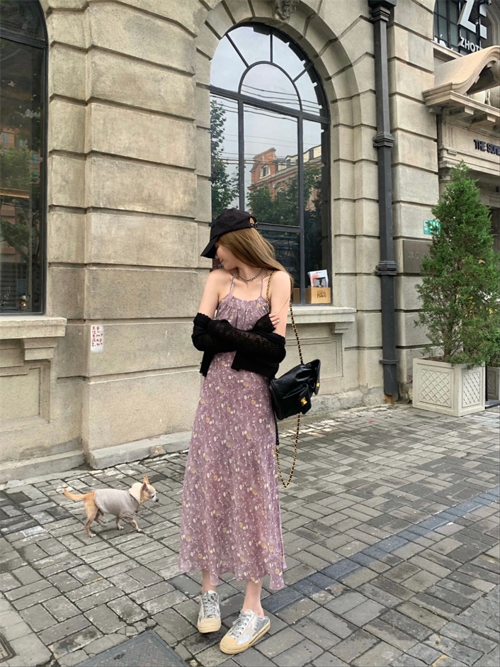 Đầm Hai Dây Dáng Dài Phong Cách Retro Thời Trang Mùa Hè 66712