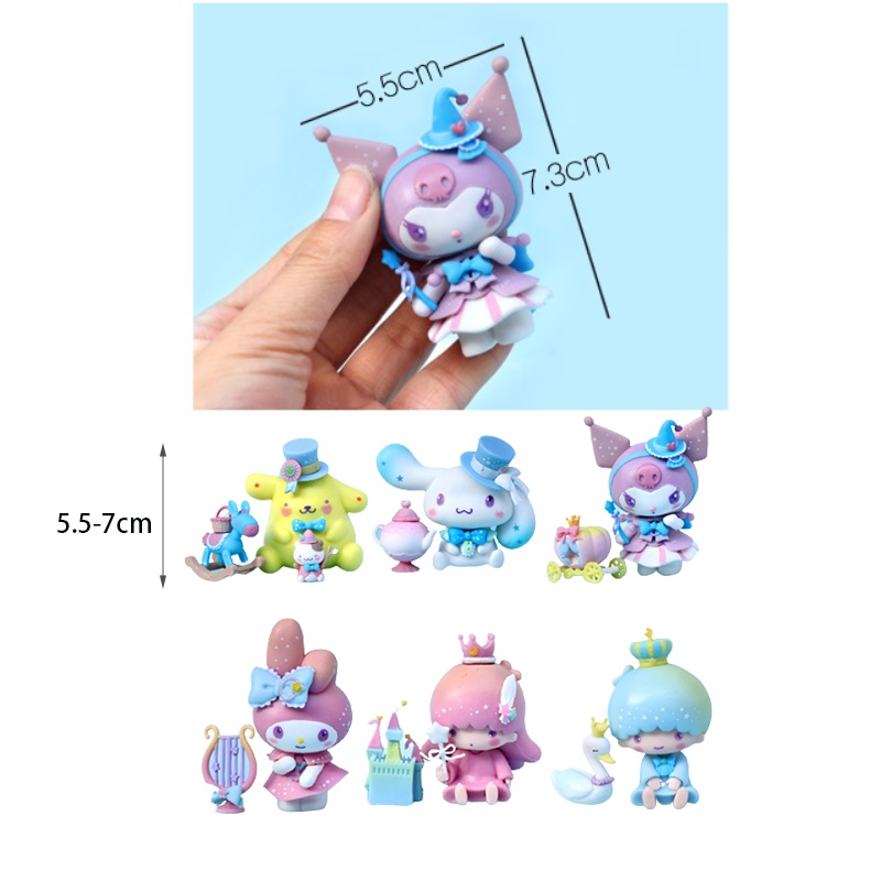 SANRIO Bộ 6 Mô Hình Cinnamoroll Kuromi Melody Dễ Thương