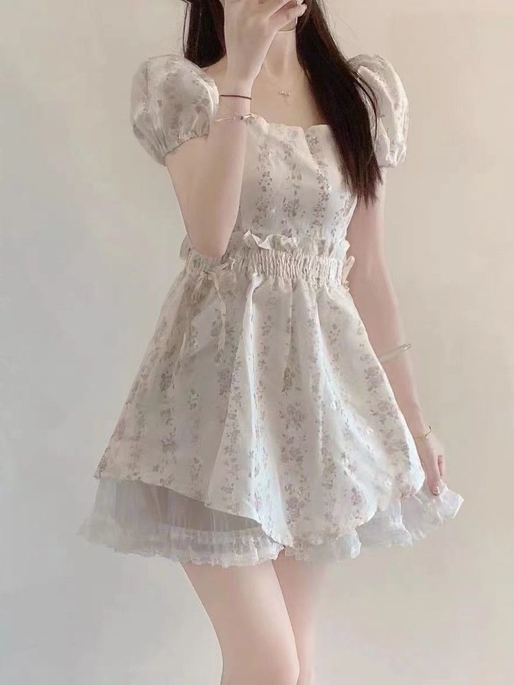 Đầm Hoa Tiểu Thư Chít Eo Sang Trọng Thiết Kế Tay Áo  Dành Cho Nữ Sinh