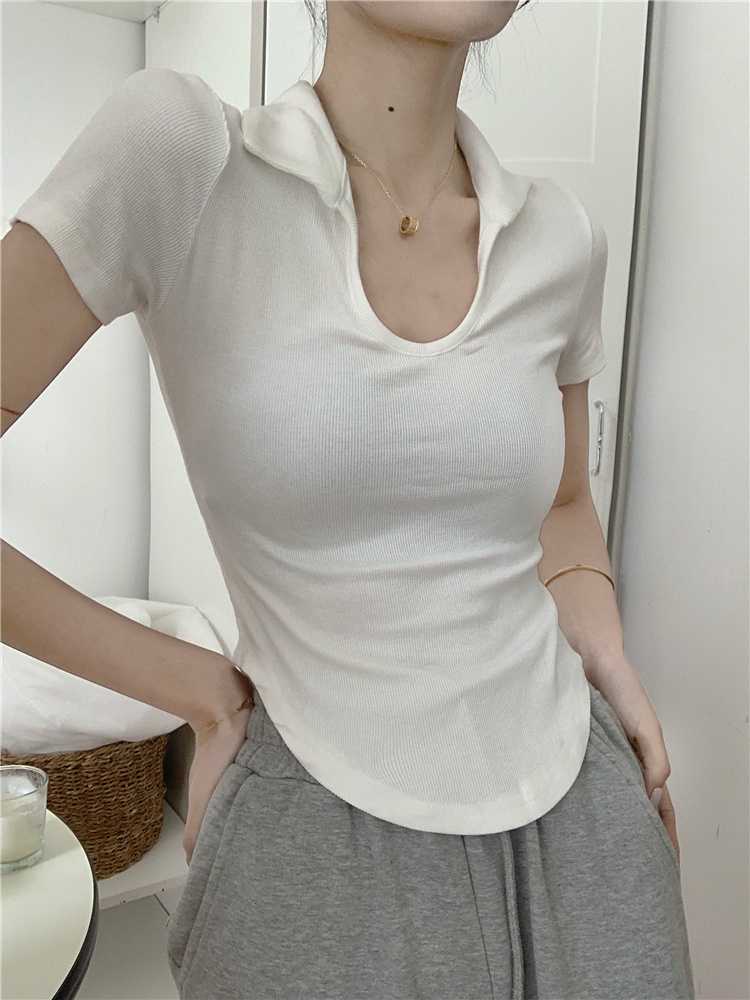 Áo Thun Tay Ngắn Màu Trơn Dáng Ôm Quyến Rũ Dành Cho Nữ