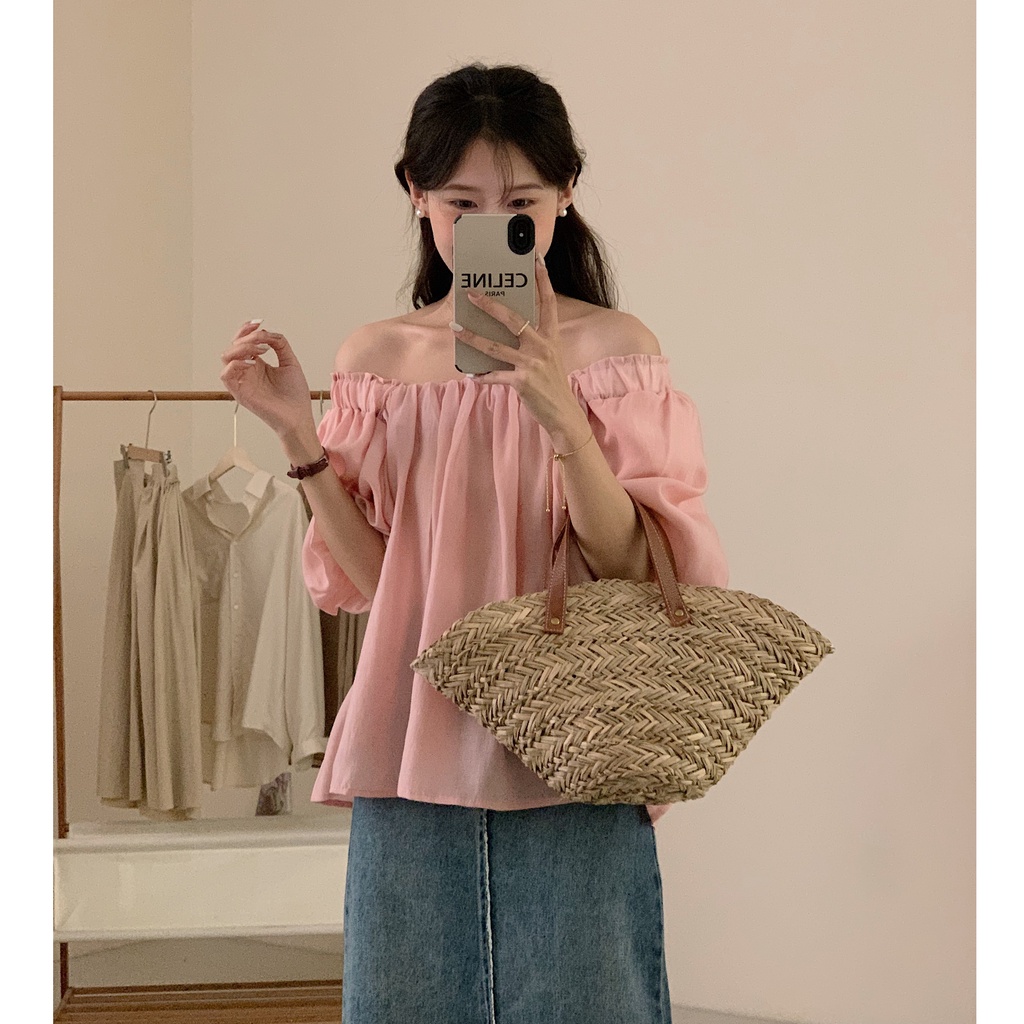 63789 Phong Cách Mới Áo Sơ Mi Mỏng Màu Trơn