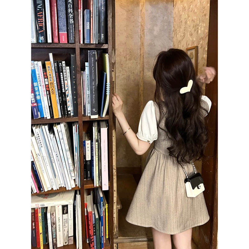 Chị gái Windsor / Phong cách đại học Cà phê sữa ít bão hòa Váy giả hai mảnh