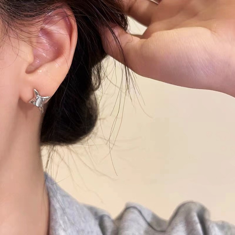 Khuyên Tai Bất Đối Xứng Đính Đá Zircon Ngôi Sao Nhỏ Gọn Tinh Tế Sang Trọng Thời Trang Cho Nữ