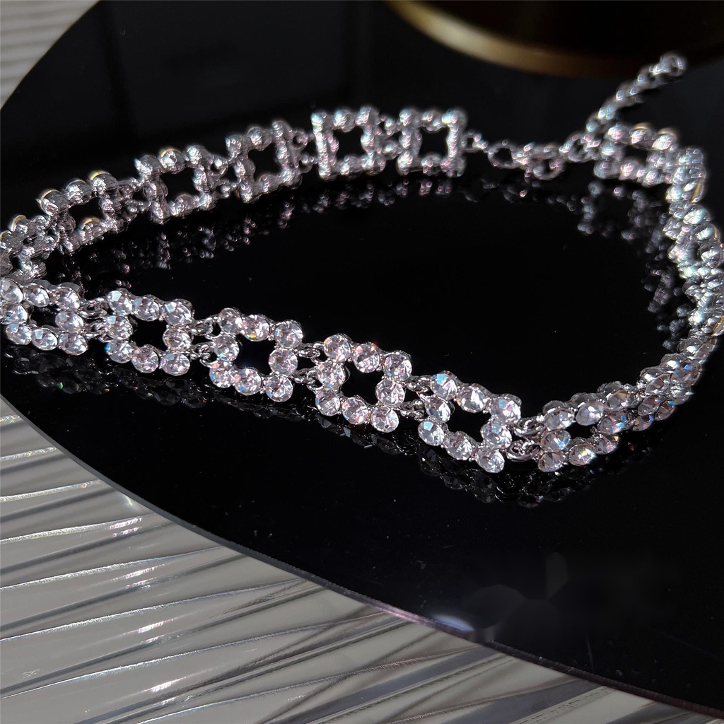 Vòng cổ Mặt Vuông Khảm Đá Phong Cách Âu Mỹ Sang Trọng Cá Tính Cho Nữ