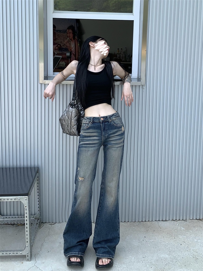 Quần Jean Lưng Thấp Dáng Ôm Phong Cách Retro 64797