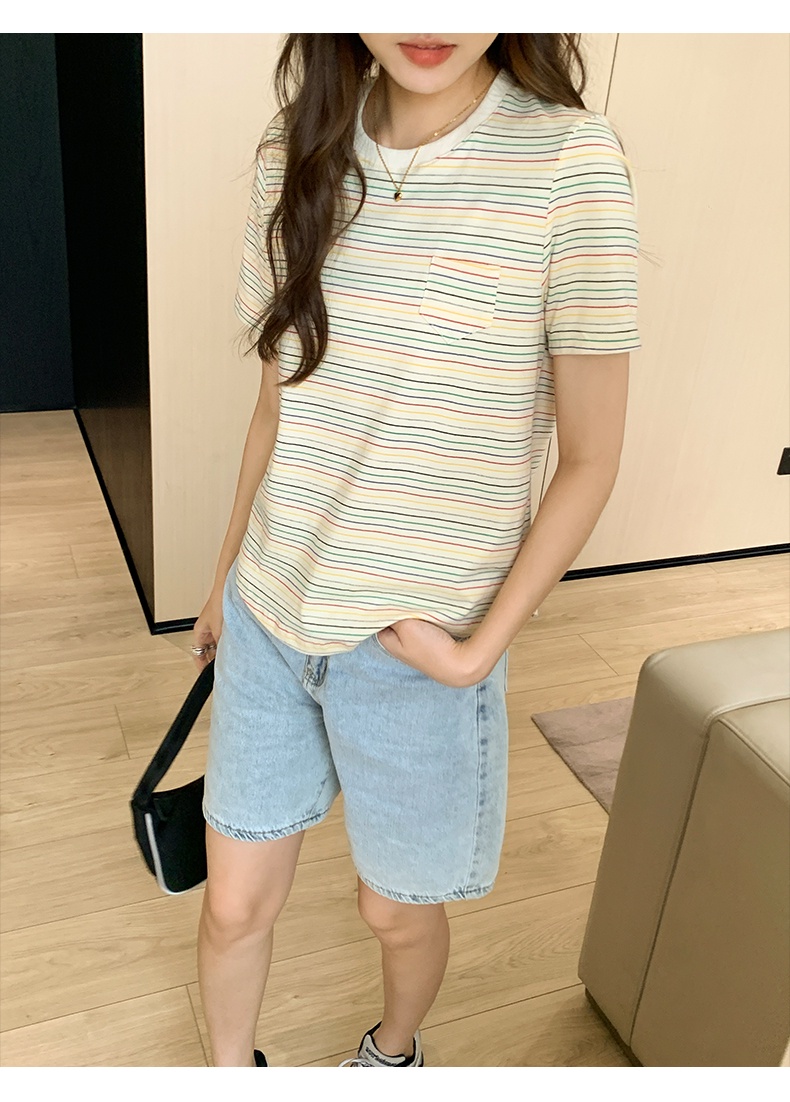 Áo Thun Cổ Tròn Sọc Cầu Vồng 64535