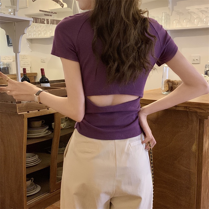 Áo Thun Tay Ngắn Thiết Kế Khoét Lưng Thời Trang Mùa Hè 65833