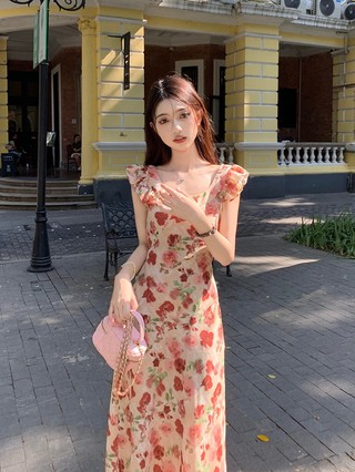 Đầm Hoa Nhún Bèo Thời Trang Mùa Hè Pháp Quý Phái 65812