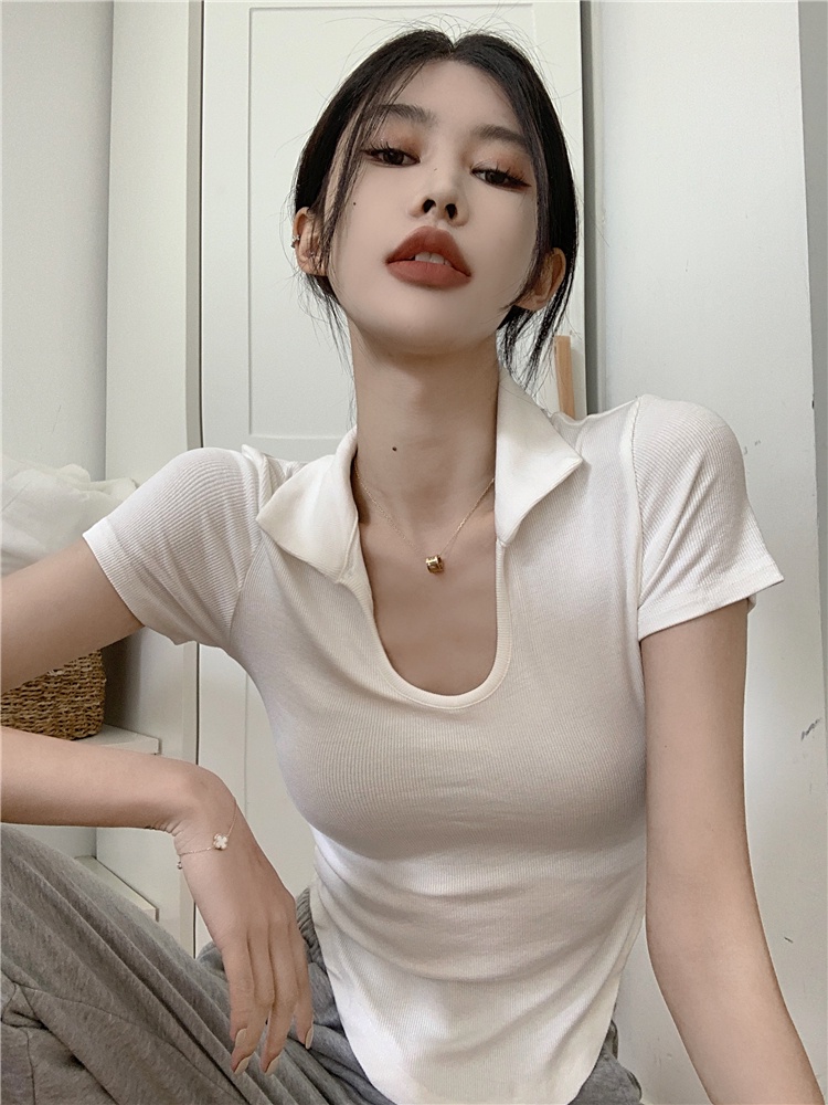 Áo Thun Tay Ngắn Màu Trơn Dáng Ôm Quyến Rũ Dành Cho Nữ