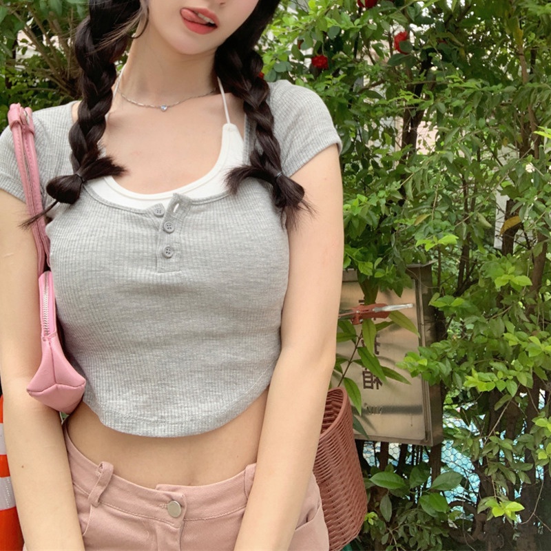 Set Áo Thun Hở Xương Quai Xanh + Quần Yếm Thời Trang Nữ