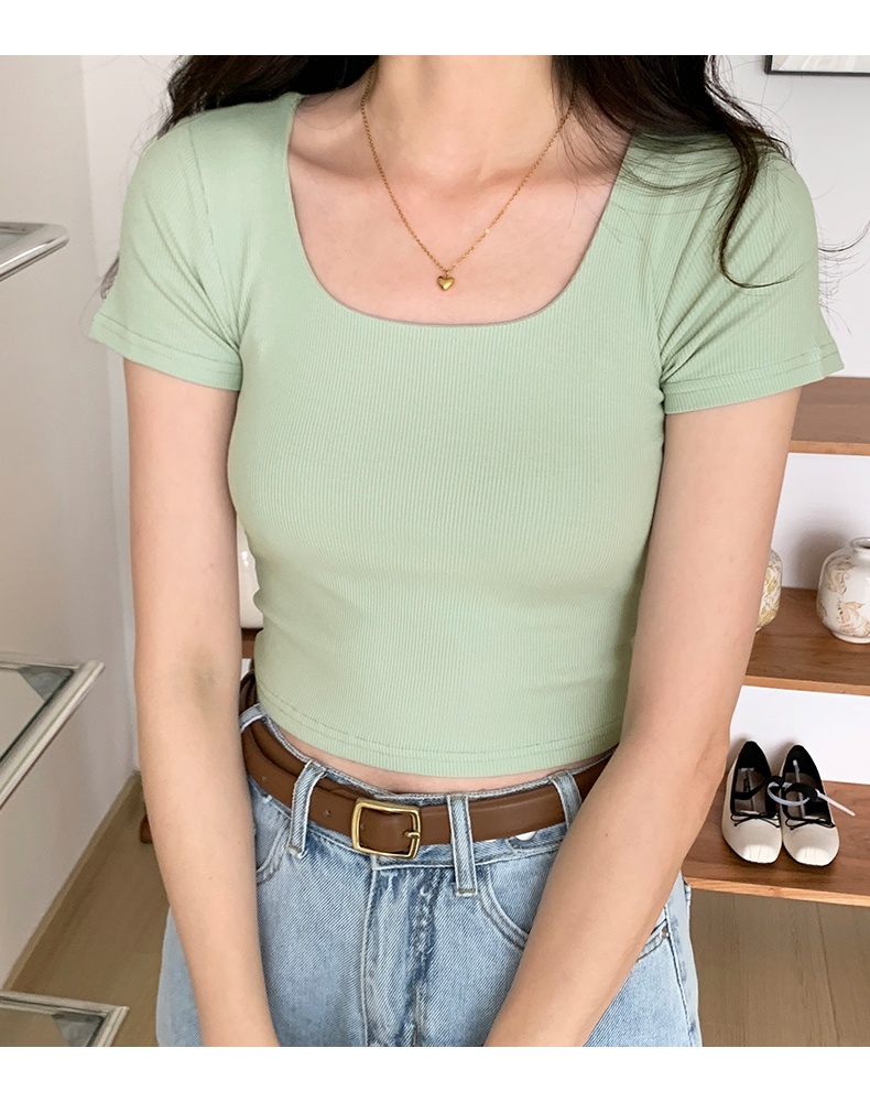 Áo Tay Ngắn Cổ Vuông Mỏng Vừa Vặn Phong Cách Mới 62888