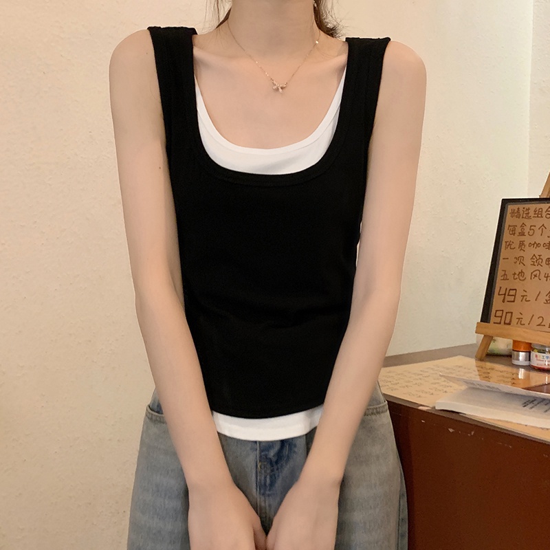 Áo Dây Cổ Vuông Giả Hai Mảnh Viền Cong Thời Trang 63515