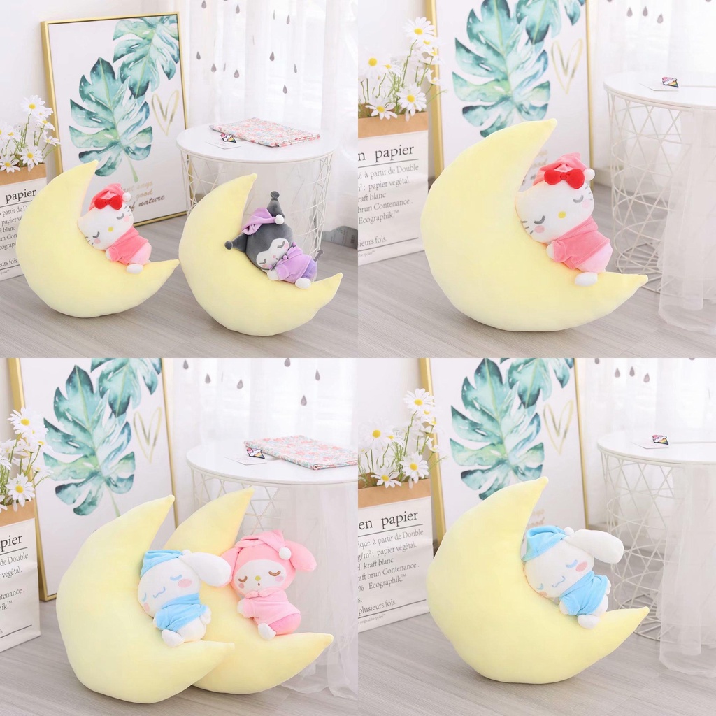 SANRIO Gối Ôm Kiểu Hoạt Hình Mặt Trăng / Mèo Kitty / Cinnamoroll Kuromi Dùng Làm Quà Tặng Sinh Nhật
