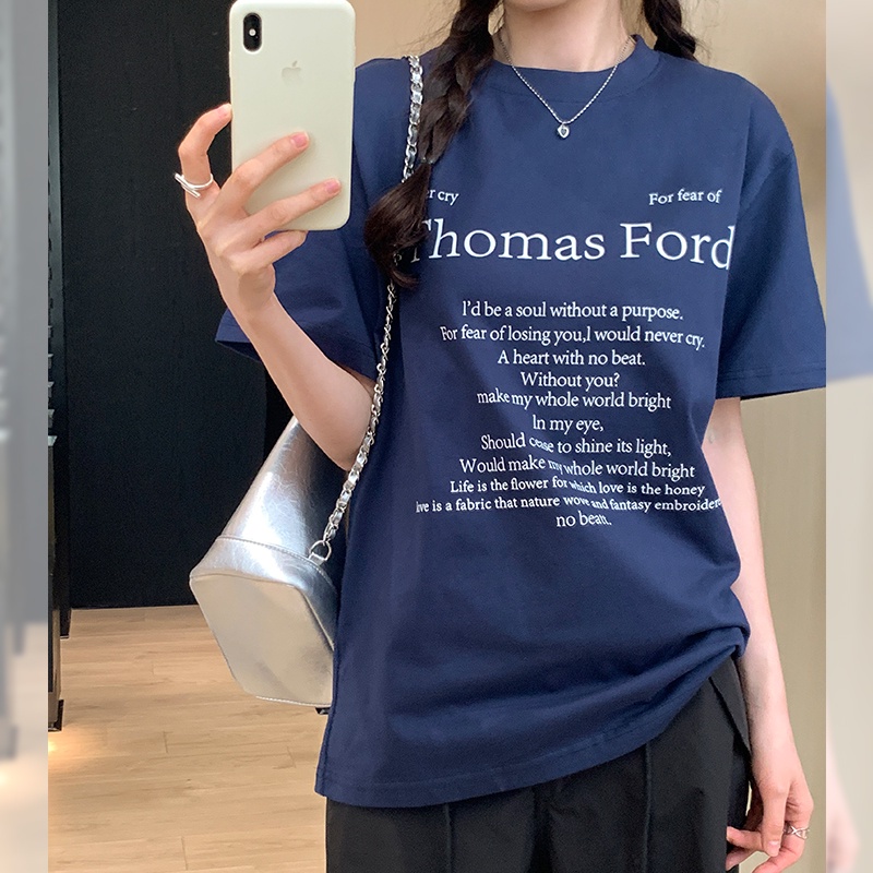 Áo Thun Tay Ngắn Dáng Rộng In Chữ Phong Cách Cổ Điển Thời Trang Cho Nữ 64888