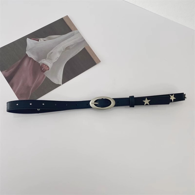 Thắt Lưng Màu Đen Họa Tiết Ngôi Sao Thời Trang Cá Tính