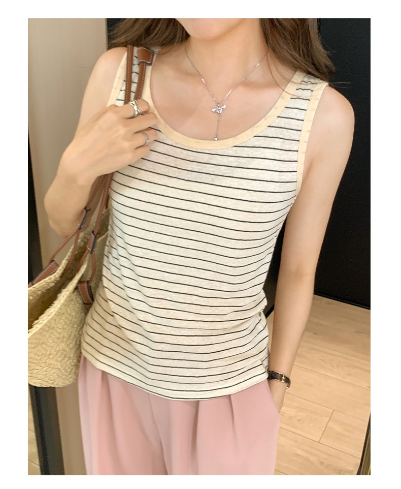 Áo Ba Lỗ Cổ Tròn Kẻ Sọc Dáng Rộng Thời Trang Mùa Hè Hàn Quốc 65957