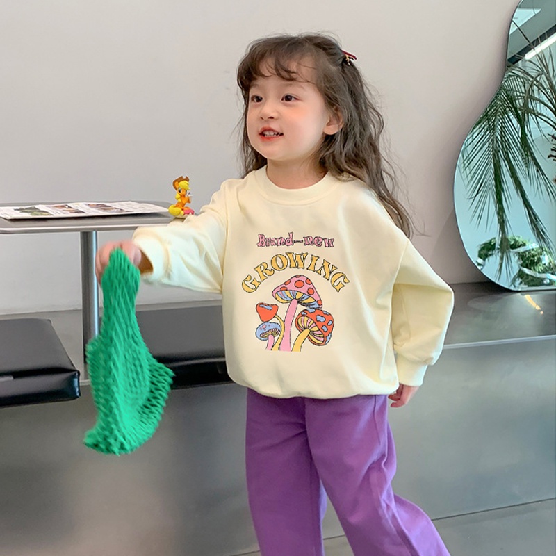 Ready stocks 2-10y áo khoác trẻ em cotton giản dị ngọt ngào áo chui đầu mồ hôi dễ thương áo sơ mi rời vừa vặn mùa thu dài tay thời trang cho bé gái