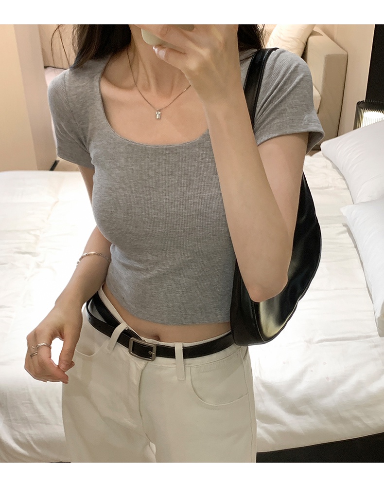 Áo Tay Ngắn Cổ Vuông Mỏng Vừa Vặn Phong Cách Mới 62888