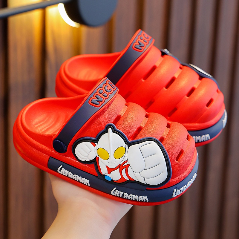 Dép Sandal Đục Lỗ Thoáng Khí Chống Trượt In Hình Ultraman Thời Trang Mùa Hè Cho Bé Trai Và Gái