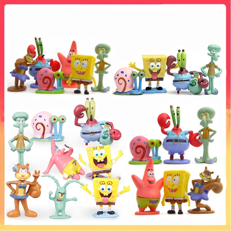 Set 10 / 8 / 6 Mô Hình Nhân Vật Phim Hoạt Hình SpongeBob Ngộ Nghĩnh