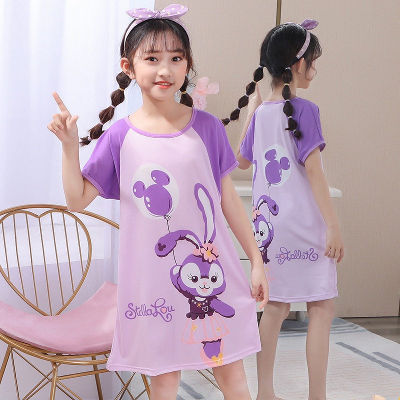 Váy ngủ Đồ Ngủ Gấu Dâu Lotso Cho Bé Gái Đầm Ngủ Pikachu Pokemon In Hoạt Hình Kuromi Sanrio Dễ Thương Thời Trang Mùa Hè Váy Pijama Cho Bé Gái