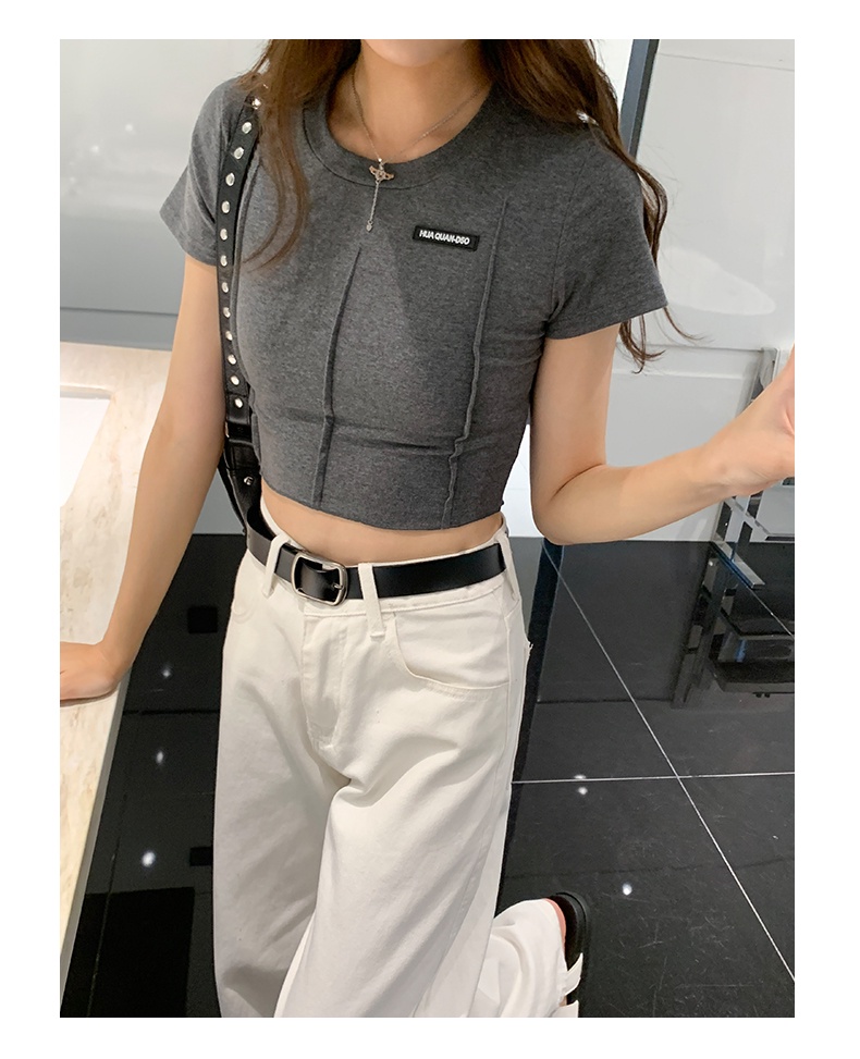 64668 Mùa Hè Thiết Kế Mới Áo Thun Tay Ngắn Cổ Tròn