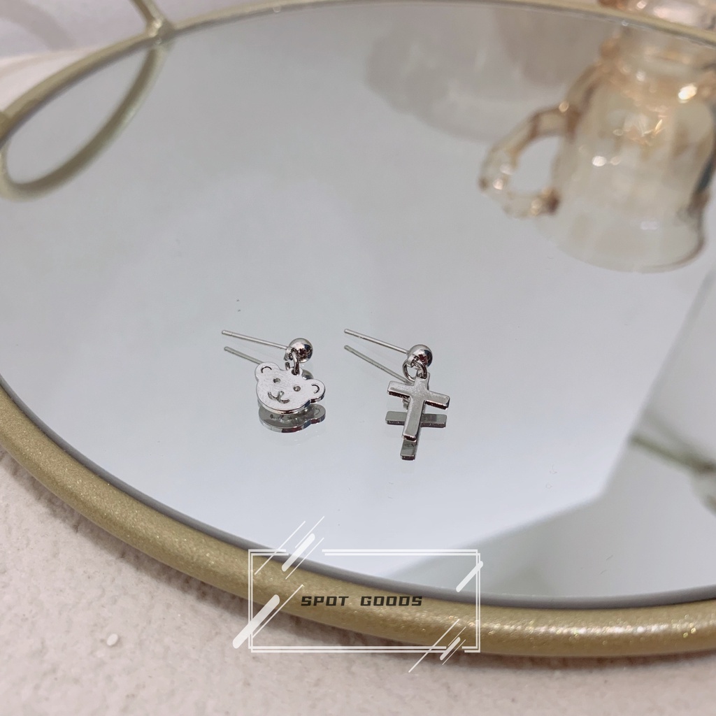 Bông Tai Bằng Thép Titan Hình Gấu Đơn Giản Thời Trang