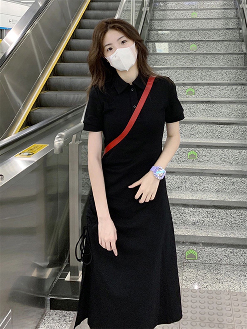 Đầm Đen Cổ POLO Dáng Ôm Phong Cách Pháp Thời Trang Mùa Hè 64866