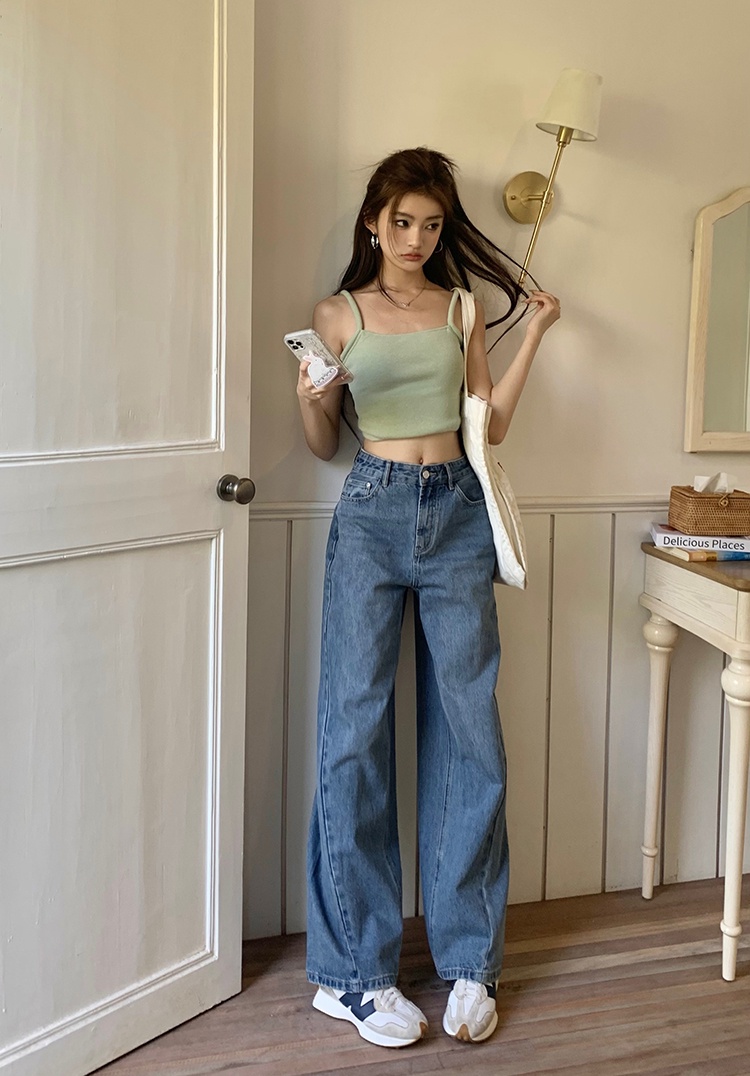Quần Jean Ống Rộng Lưng Cao Theo Phong Cách Retro Mùa Hè Kiểu Mới 65747