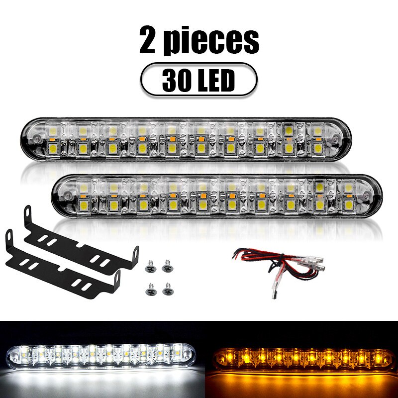 Bộ 2 Đèn Sương Mù 30LED DRL 12V Ánh Sáng Trắng / Vàng Chất Lượng Cao Cho Xe Hơi