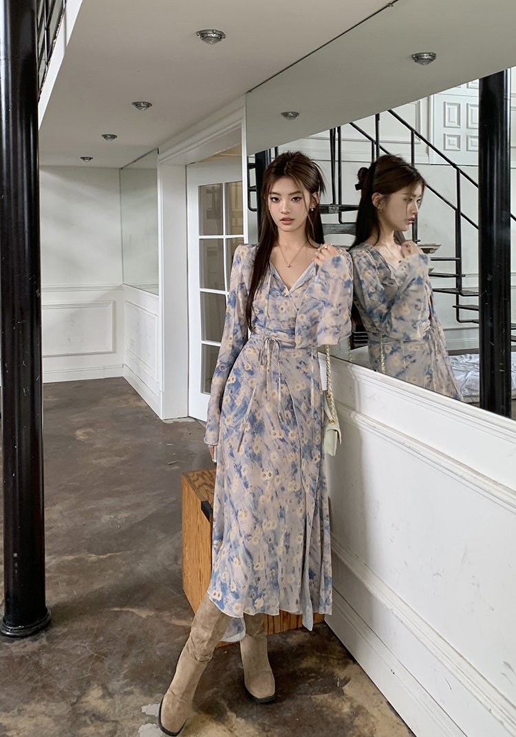 Đầm Hoa Tay Loe Phong Cách Pháp Cổ Điển Mùa Hè Kiểu Mới 66298