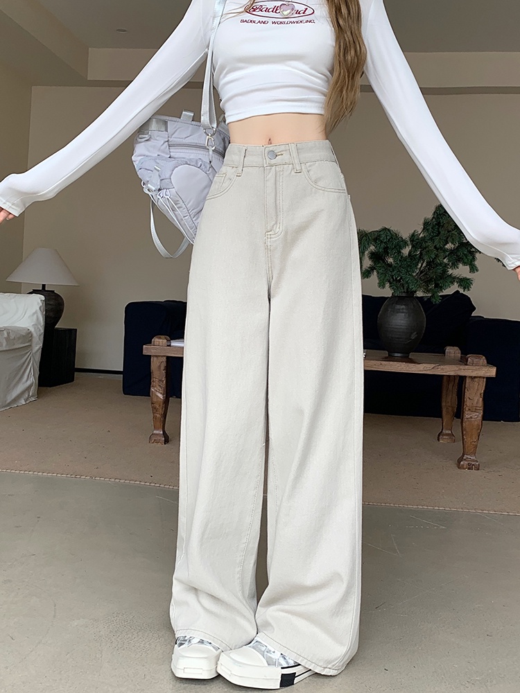 67034 apricot all-match denim nữ thường quần rộng-leg