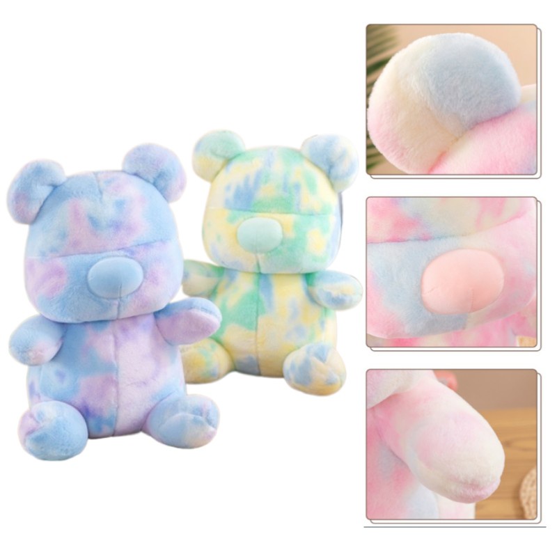 Gấu Nhồi Bông Ngắn Màu Cầu Vồng Chất Lượng Cao