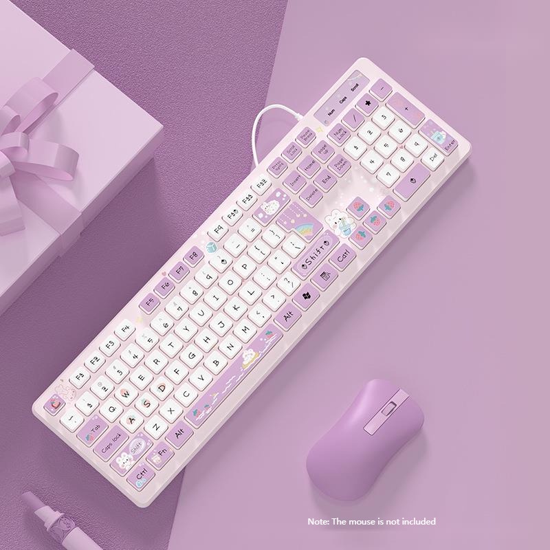 Bàn Phím Bluetooth Không Dây 2.4G Không Gây Tiếng Ồn Họa Tiết Hoạt Hình Dễ Thương Cho Máy