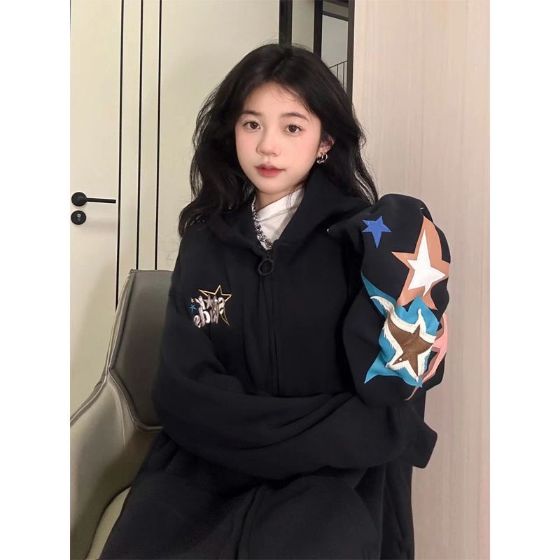 SOERVIMY Áo Khoác Nữ America Vintage Dáng Lửng Ulzzang Style áo hoodie 2023NEW Au1104