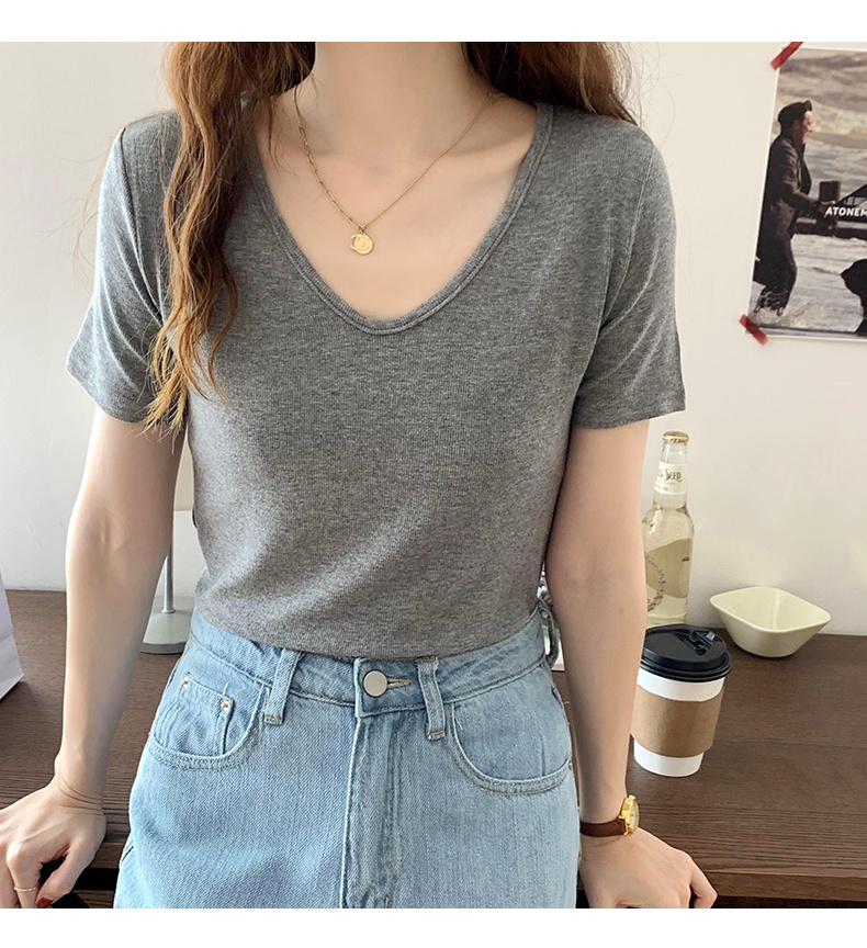 Áo Thun Mỏng Cổ V Ngắn Tay Thời Trang Nữ Sành Điệu 61732