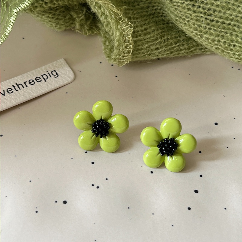 Bông Tai Hình Cánh Hoa Màu Xanh Bơ Phong Cách Pháp Ngọt Ngào Cho Nữ