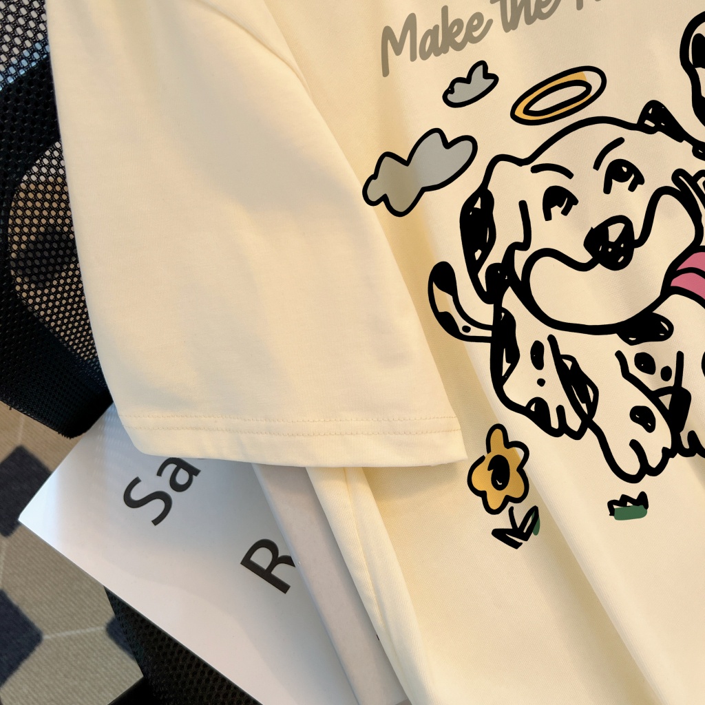 Áo Thun Cotton Nguyên Chất Dáng Rộng Ngắn Tay Thời Trang Mùa Hè 6357