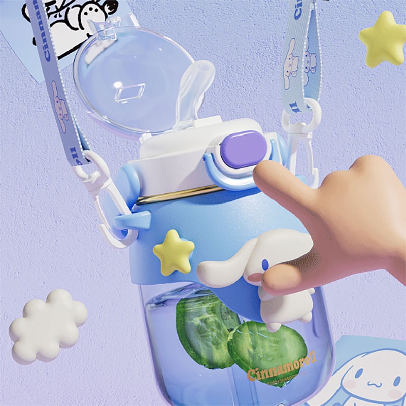 Bình nước BACKPACK BEAR 820ml bằng silicon mềm họa tiết búp bê Sanrio dễ thương