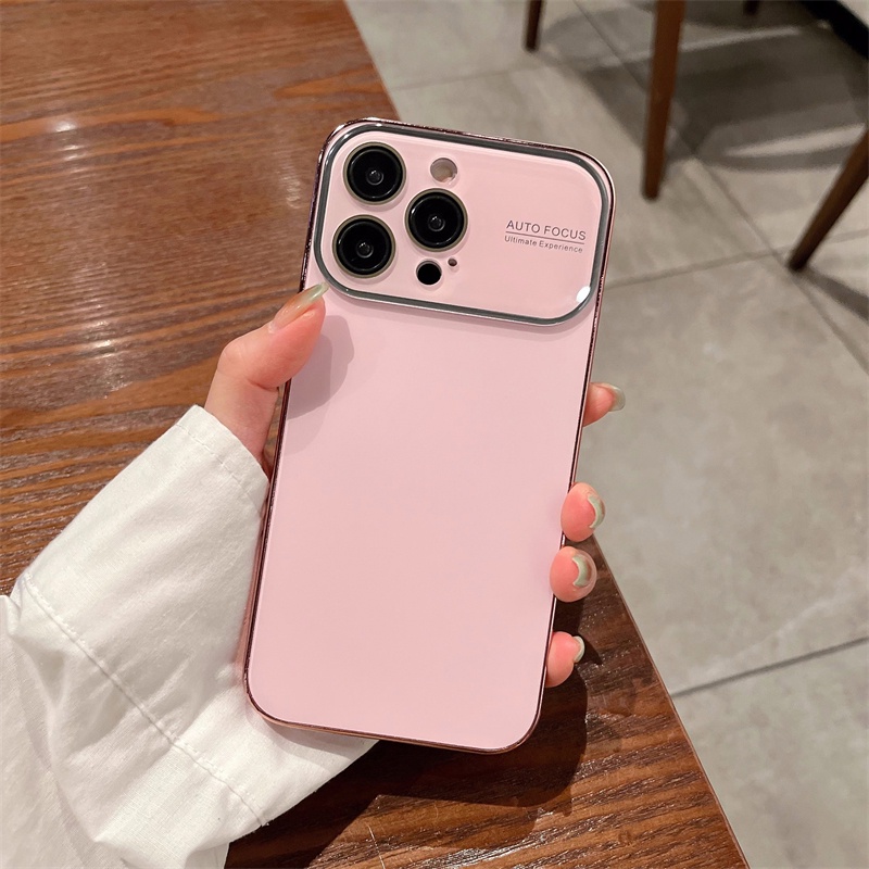 Ốp Điện Thoại Mặt Kính Cường Lực Cứng Chống Sốc Mạ Điện Cho iPhone 11 12 13 14 Pro Max 14 Plus